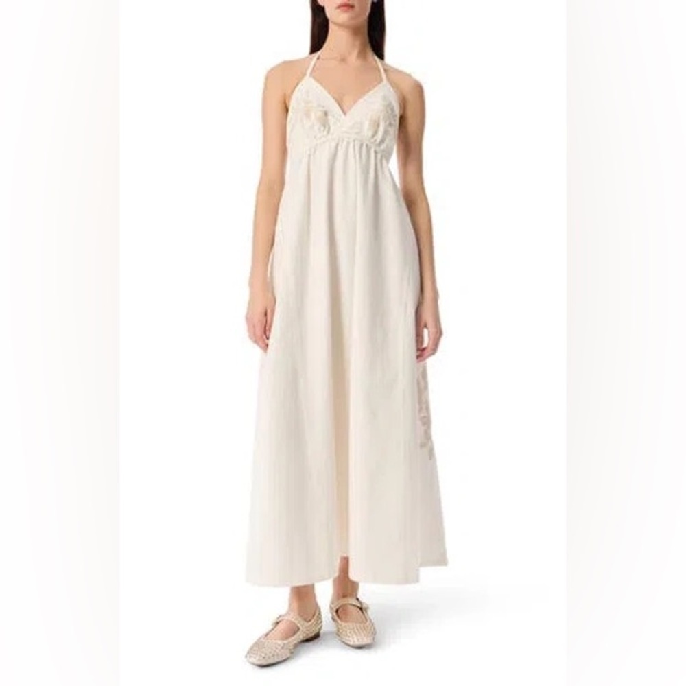 NWT Robert Rodriguez Neakita Halter Dress In White Embroidered Maxi Sz 16